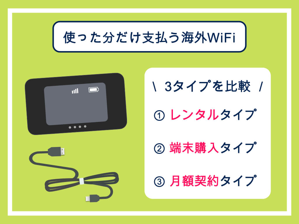 使った分だけ支払う海外WiFiの3タイプを比較